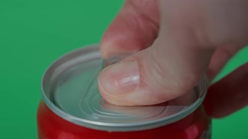 Details Person Opening Can of Soda