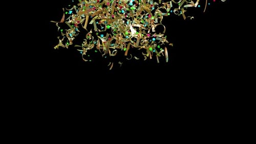 Realistic Golden Confetti Explosion and Falling Overlay