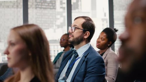 Diverse Group Attending a Corporate Conference in City