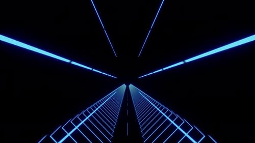 Blauer abstrakter Neon-Hintergrund. bewegte Laserstrahlen. Computergeneriertes Bewegungsdesign