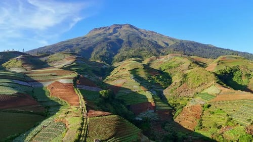 Aerial scenery of Mount Sumbing, Central Java, Indonesia.