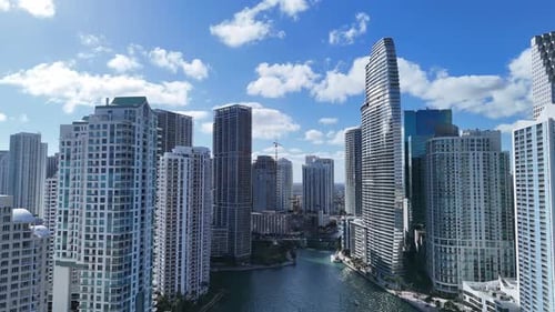 Miami From a Drone Florida USA Miami Coast Downtown Miami Famous Landmarks of America