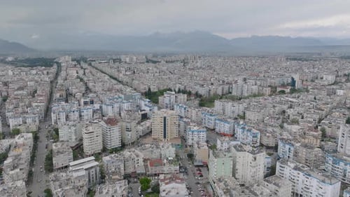 Aerial Panoramic Footage of Metropolis Vast Residential Urban Borough with Multistorey Apartment