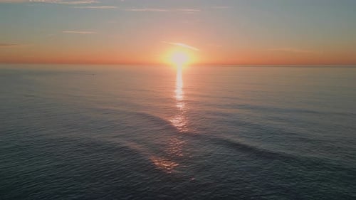 Evening Sea Tide Splashing Slow Motion Marine Waves Rippling at Sunset Nature