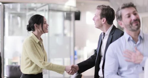 Business Meeting with Handshake in Modern Office