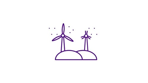 Minimalist Line Art Animation of Wind Turbines