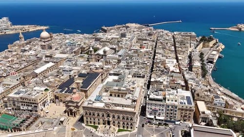 Drone shot of Valletta old town in Malta, Europe