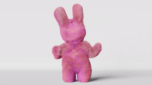 Cute Pink Furry Rabbit Character Dancing Animation Loop