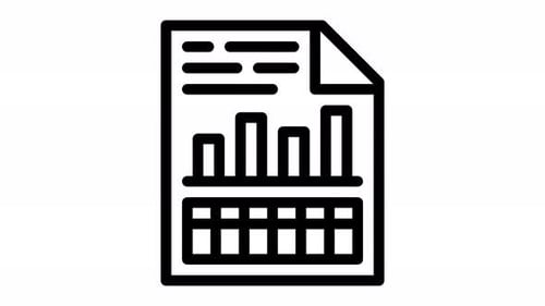 Animated Outline Icon of Business Report with Growing Chart