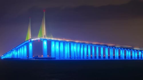 Sunshine Skyway Bridge night time-lapse