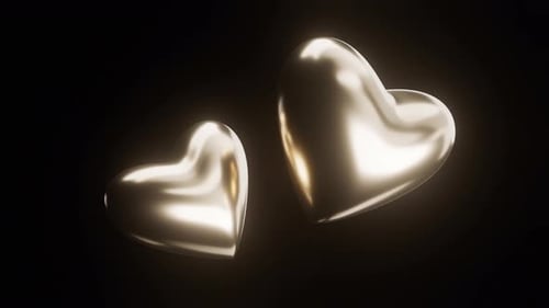 Fluid Metallic Gold Hearts Morphing Animation