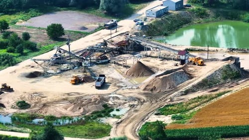 Aerial View of Gravel Pit and Industrial Landscape
