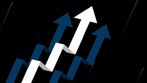 arrow rising, increase in value, stock exchange animation 4k on alpha channel