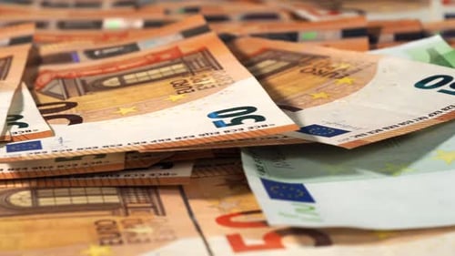 Close-up of 50 euro banknotes, the concept of savings banks, banking,