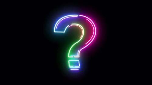 Animated Neon Question Mark Symbol with Color Change Effect