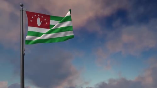 Abkhazia Flag Waving Seamless Loop in Realistic Sky