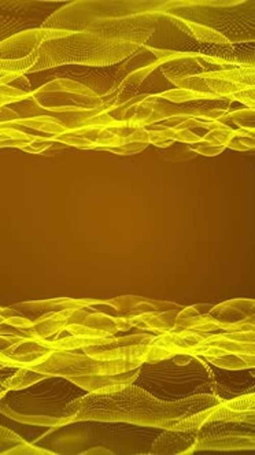 Goldener vertikaler digitaler Partikelflusswellen-Animationshintergrund mit abstrakter Technologie, Schleife V2