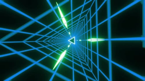 Seamless Loop Rétro des années 1980 Animation Triangle Grid Synthwave Tunnel Fond pour musique, Vidéo, Vidéo
