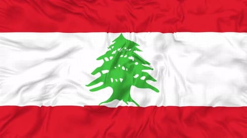 Animated Waving Flag of Lebanon in Seamless Loop