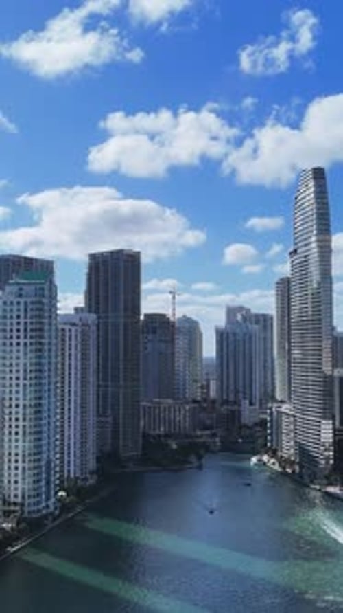 Aerial Panorama of Miami USA on Clear Sunny Day Vertical Video