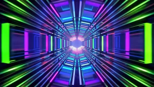 Futuristic Neon Tunnel Sci Fi Corridor Motion Graphics