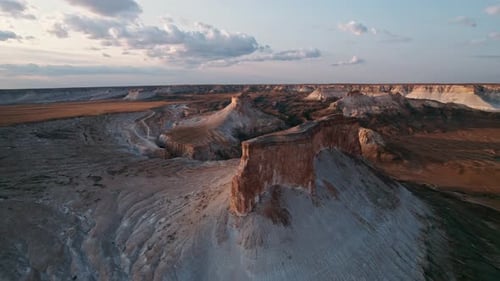 Behold the Stunning Aerial View of the Majestic Desert Landscape During a Vibrant Sunset