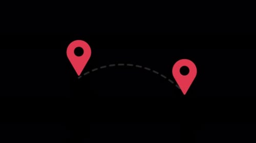 Location Pin with Path Animation Video - Transparent