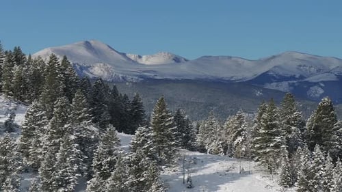 Mount Blue sky December Christmas winter wonderland aerial drone Evergreen Colorado Mount Evans