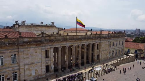 aerial view with drone of the congress of the republic of colombia