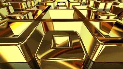 Seamless Golden Geometric Cubes Grid Loop Background Animation