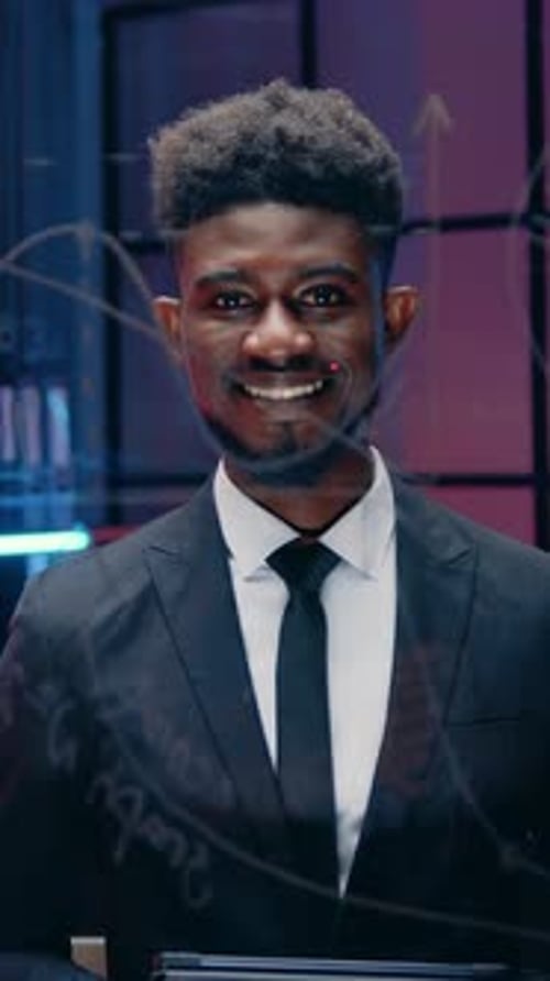 Attractive Positive Confident Highskilled 30Aged Male African Office Manager in Formal Wear Looking