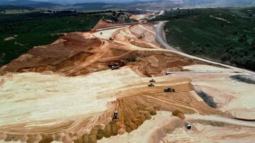 Large Scale Highway Construction Site Aerial View
