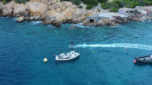 Aerial view of Ibiza Island, Balearic Island, Spain.