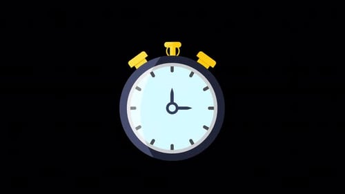 Animated Flat Design Stopwatch Icon Reveal