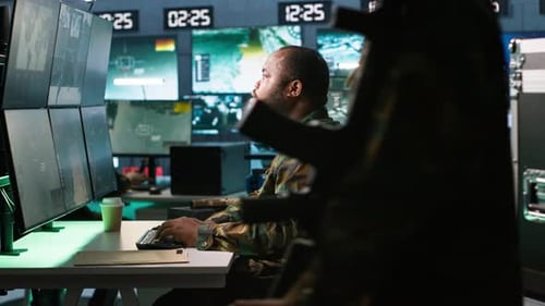 Soldier Doing Job in HQ Base of Operations Engage Enemy Forces