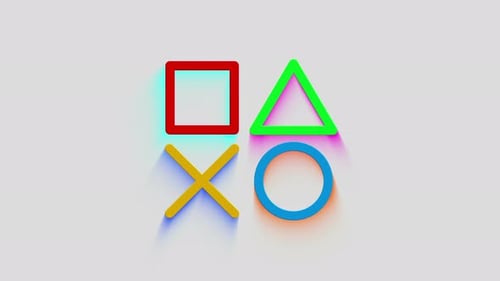 Joystick gaming and console video play symbol 3d with shadow