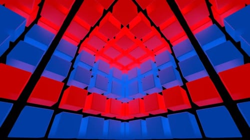 Roter und blauer kubischer Zonenhintergrund Vj Loop In 4K