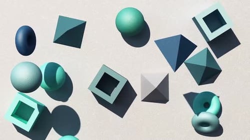 Geometric Shapes in Blue and Green