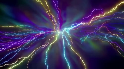 Abstract Colorful Electric Lightning Bolts VJ Loop Neon Ener