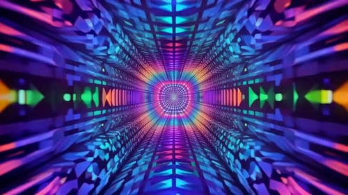 Colorful Geometric Neon Tunnel VJ Loop Motion Background