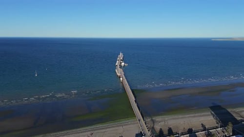 Drone view of the pier of Puerto Madryn.