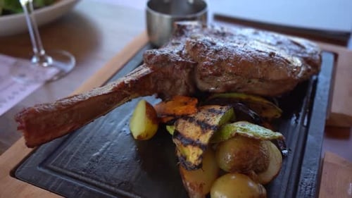 Delicious Tomahawk Steak with Grilled Vegetables