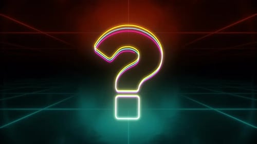 Neon Question Mark Reveal Animation on Futuristic Grid