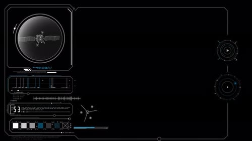 Virtual Infographic Panel of a Spaceship Orbiting the Earth