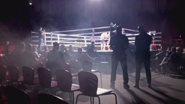 Boxing Match Spectators in Dark Crowded Arena, Sports Stock Footage ft ...