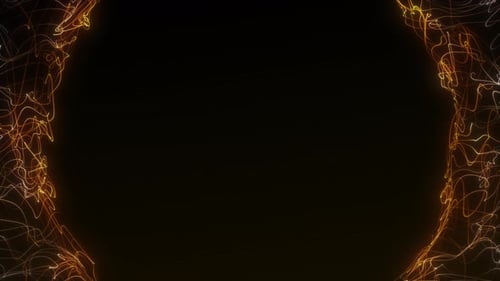 Seamless looping abstract border with orange glowing fiber lines