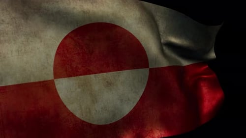Grunge Greenland Flag Waving Loop Animation