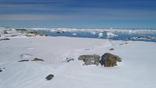 Antarctica Polar Mountain Coast Aerial View Snow Covered Arctic Ocean Landscape