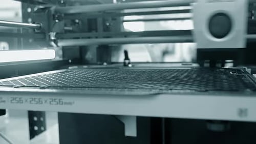 3D Printer Close Up Working 3D Printer in Process Printing Object Molten Plastic