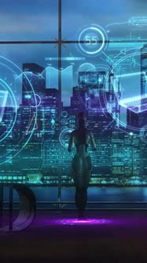 Futuristic Holographic UI Data Analysis Display